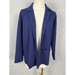 Ak Anne Klein Petite Open-Front Long-Sleeve Blazer Cardigan Size PS Blue NWT's